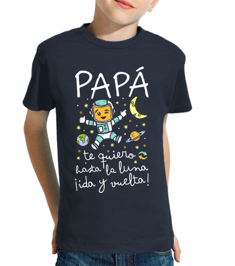 T-shirt bambino manica corta papà ti amo fino alla luna avanti e indietro