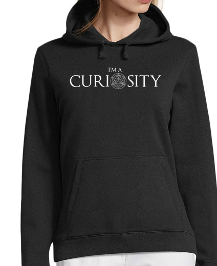 Image of curiosity white sweatshirt woman