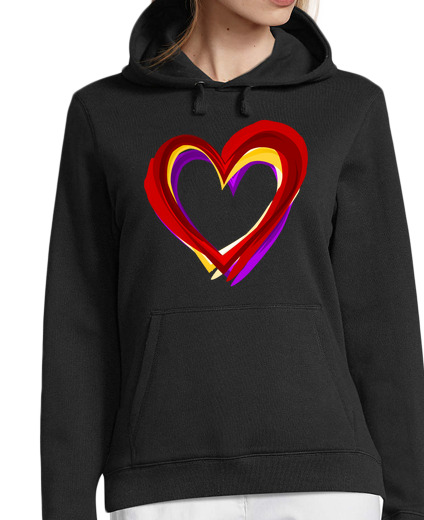 Sweat-shirt À Capuche Pour Femme coeur tricolore