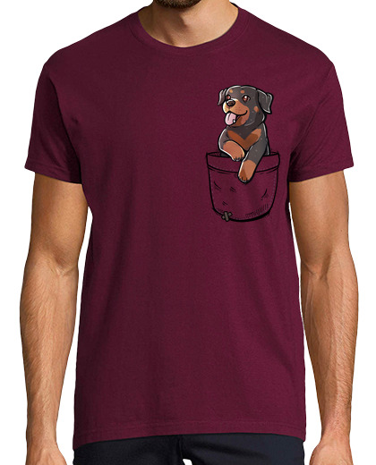 Image of pocket cute rottweiler dog - mens shirt