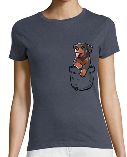 Image of pocket cute rottweiler dog - womans shirt