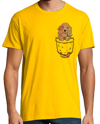 Image of pocket cute english cocker spaniel dog - mens shirt