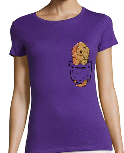 Image of pocket cute english cocker spaniel dog - womans shirt