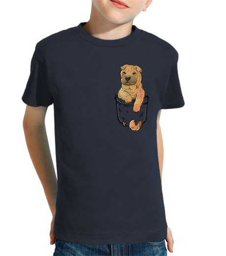 Tee Shirt Pour Enfant Manche Courte pocket cute shar pei dog - chemise enfant