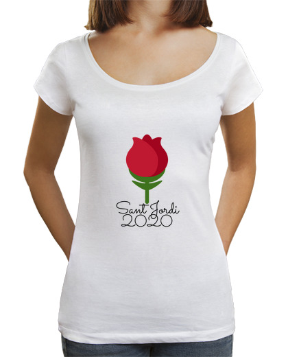 T-shirt Femme Col Ample Loose Fit sant jordi 2020 avec une rose