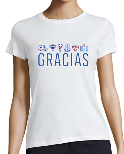 Image of thank you medical doctors and nurses woman t-shirt short manga