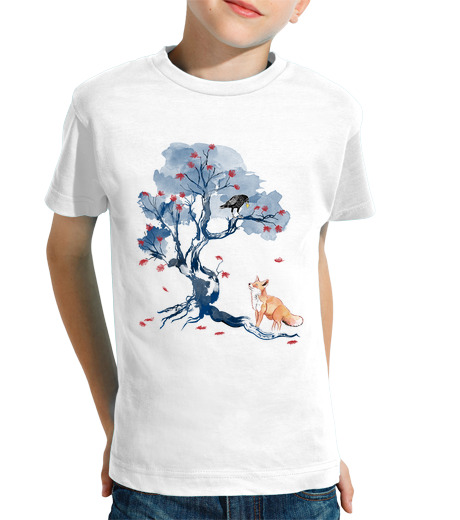 Tee Shirt Pour Enfant Manche Courte le renard and le corbeau