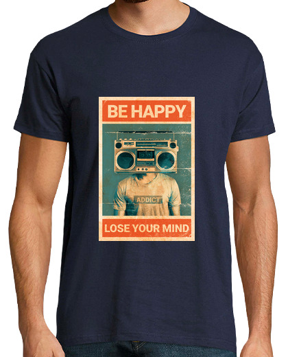 Image of retro tshirt - be happy loose your mind music