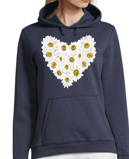 Sweat-shirt À Capuche Pour Femme coeur de marguerites