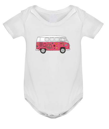 Body neonato van peace and amore pink - body neonato, bianco