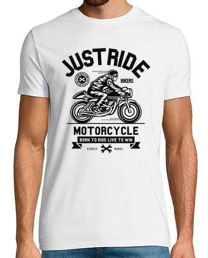 Image of biker motorcycle t shirt retro style just ride old school