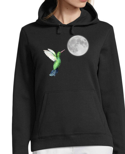 Sweat-shirt À Capuche Pour Femme lune et colibri