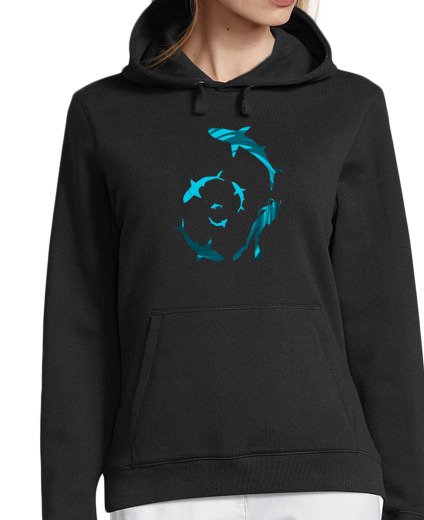 Sweat-shirt À Capuche Pour Femme Nagez avec les requins