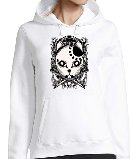 Sweat-shirt À Capuche Pour Femme masque de tueur de démon gravure - fonc