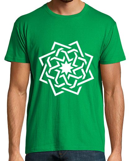 Image of green men's short manga t shirt - t shirt with 8 pointed star