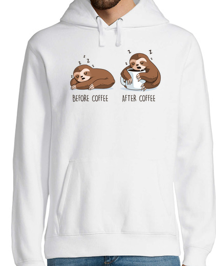 Sweat-shirt À Capuche Pour Homme avant and après le coffee