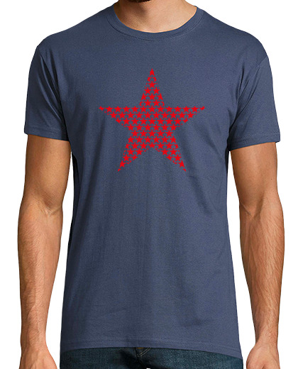 Image of red star man t-shirt short manga man t-shirt