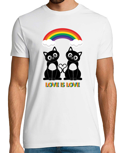 Image of men's t-shirt - lgbt - gay cat - love is love