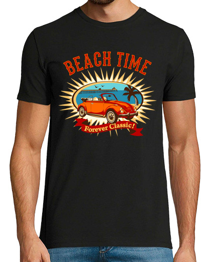 Image of beach time forever classic car beetle cabrio summer beach surf
