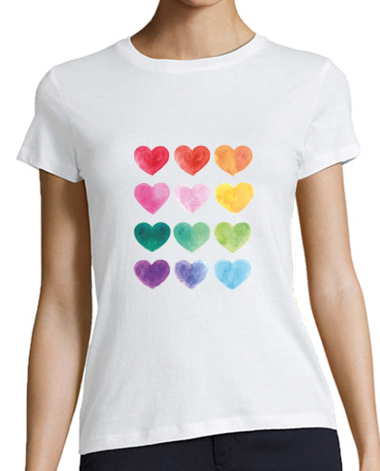 Image of colored hearts - basic premium quality t shirt - t shirt