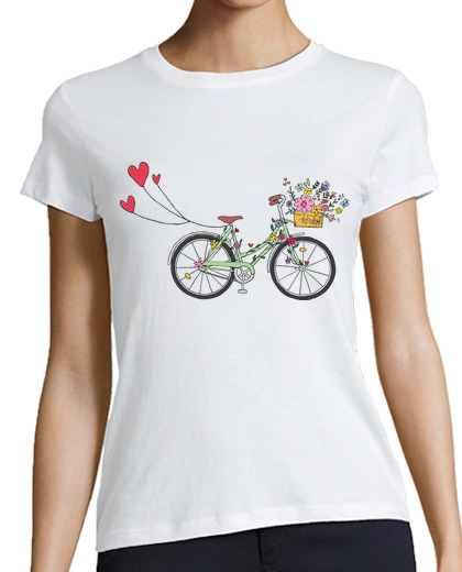 Image of floral retro bicycle - baseball t shirt - t shirt