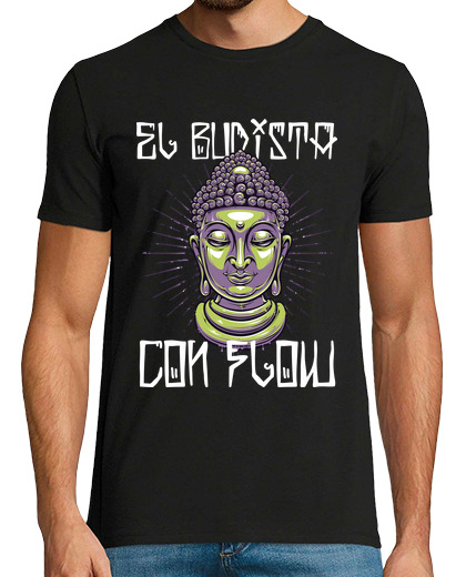 Image of black short manga buddha design