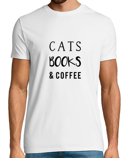 Tee Shirt Homme Manche Courte livres de chats et café