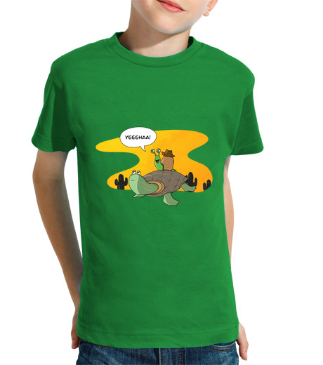 Tee Shirt Pour Enfant Manche Courte cavalier d'escargot