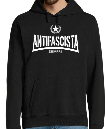 Image of black sweatshirt h - always white antifascist