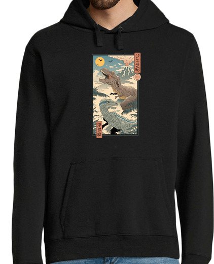 Sweat-shirt À Capuche Pour Homme jurassique ukiyo-e 2