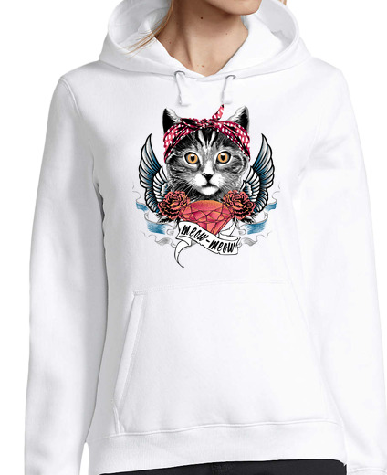 Sweat-shirt À Capuche Pour Femme animaux chat chats dia man tes roses