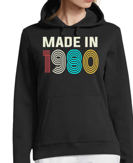 Sweat-shirt À Capuche Pour Femme Fabriqué en 1980 anniversaire ans 80 vi