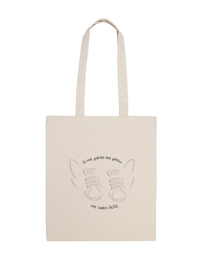 Image of cloth bag, natural color if you stop my feet i get wings.