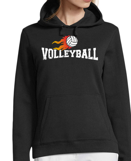 Sweat-shirt À Capuche Pour Femme volleyball en feu