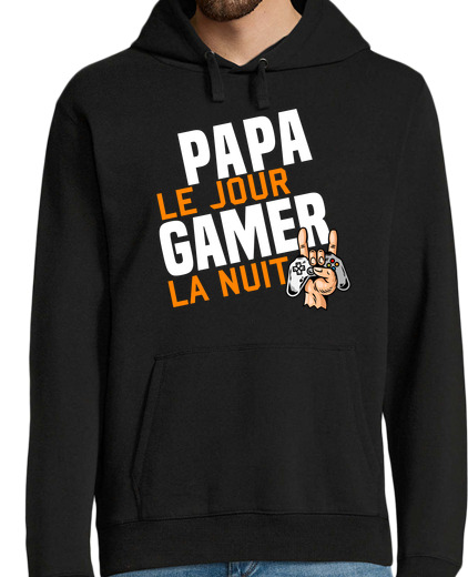 Sweat-shirt À Capuche Pour Homme PAPA le jour GAMER la nuit. Humour