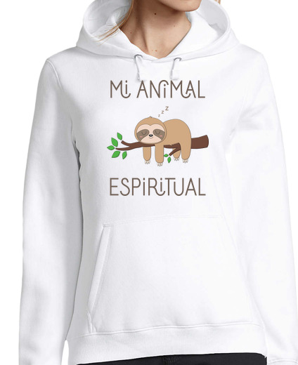Image of sloth, my spirit animal woman, hoodie, white