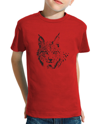 T-shirt bambino manica corta lince - inchiostro nera