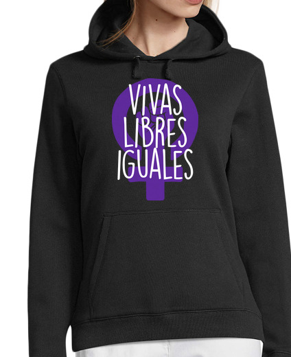 Sweat-shirt À Capuche Pour Femme vivre libre égaux féministe