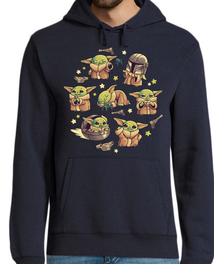 Sweat-shirt À Capuche Pour Homme bébé yoda man dalorien enfant mignon ka