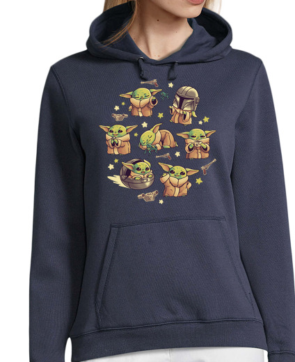 Sweat-shirt À Capuche Pour Femme bébé yoda man dalorien enfant mignon ka