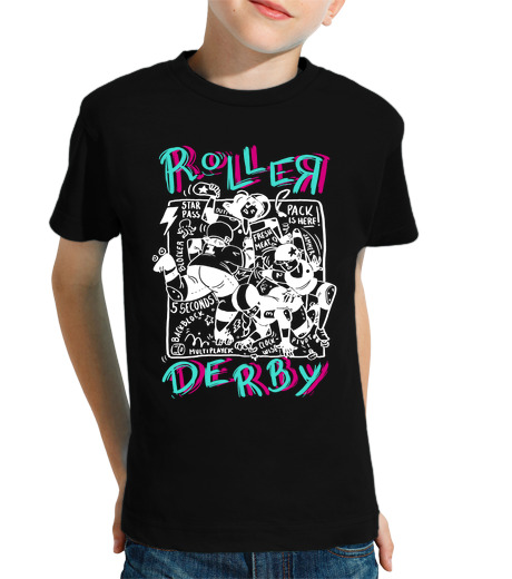 T-shirt bambino manica corta t-shirt bambino roller derby chaos