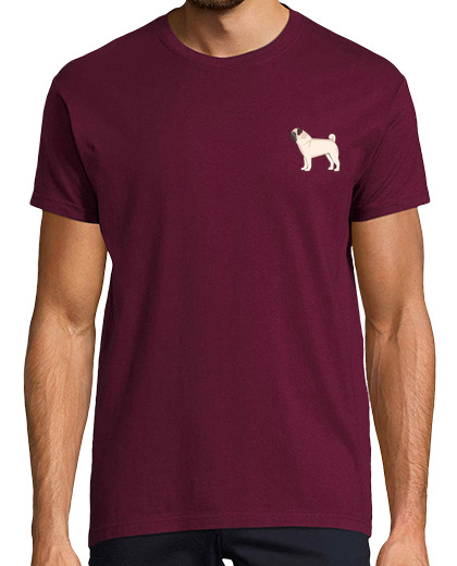 Image of pug, man, short manga , burgundy, extra quality
