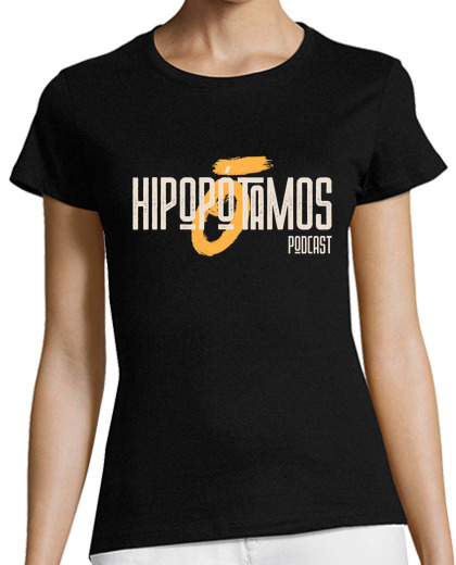 Image of hippo woman t shirt - dark colors - big logo