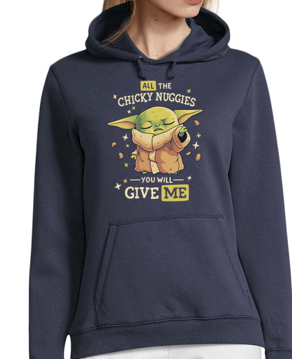 Sweat-shirt À Capuche Pour Femme bébé yoda man dalorian chicky pépites