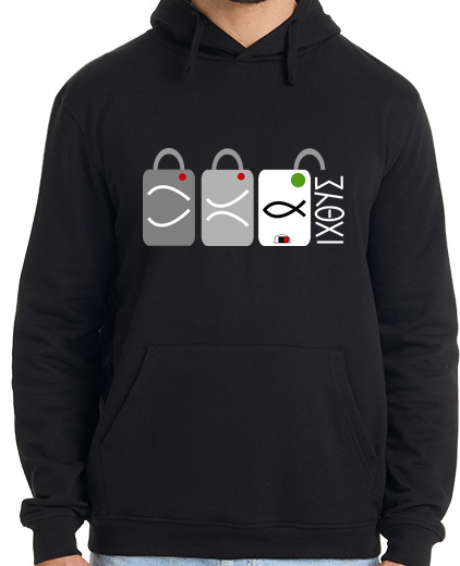 Image of lock only fish dark hood man