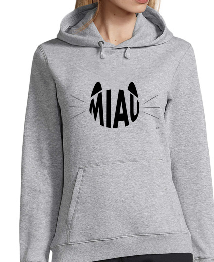 Sudadera Con Capucha Para Mujer Gato Miau laTostadora