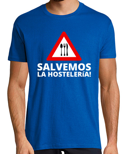 Image of let's save the hospitality leisure and tourism t shirt self-employed man