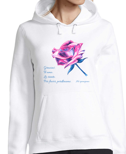 Image of hooponopono healing words woman, hoodie, white