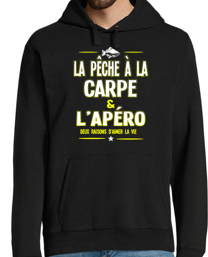 Sweat-shirt À Capuche Pour Homme Pêche à la carpe et l apéro