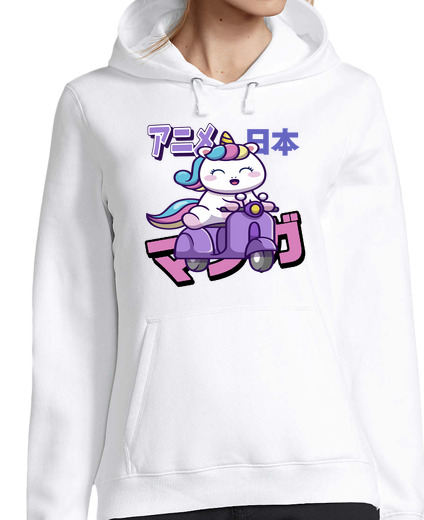 Sweat-shirt À Capuche Pour Femme licorne sur un scooter